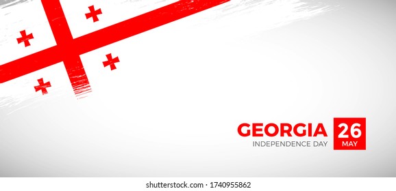 Happy independence day of Georgia. Brush painted grunge flag of Georgia country. Creative brush flag vector background