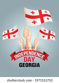 happy independence day Georgia. hands holding with Georgia flag. vector illustration design svg