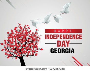 Happy Independence Day Georgia Vector Template Design Illustration. flag tree with flying pigeon svg