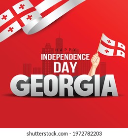 Happy Independence Day Georgia Vector Template Design Illustration. man hand with flag svg