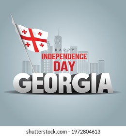 Happy Independence Day Georgia Vector Template 3d letter with flag svg