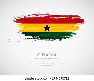 Happy independence day of Ghana with artistic watercolor country flag background