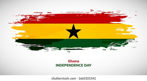 Happy independence day of Ghana. Brush flag of Ghana vector illustration. Abstract watercolor concept of national brush flag background. Brush stroke background.