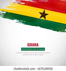 Happy independence day of Ghana with brush style watercolor country flag background