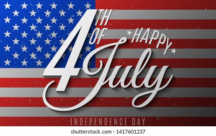 Happy Independence Day. Gift invitation card for 4th of July. Text banner on USA flag background. United States of America. Vector illustration EPS 10