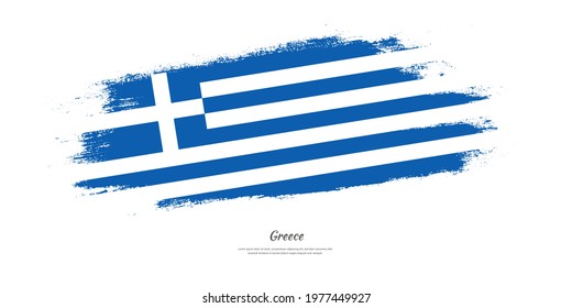 Happy independence day of Greece with national flag on artistic stain brush stroke background