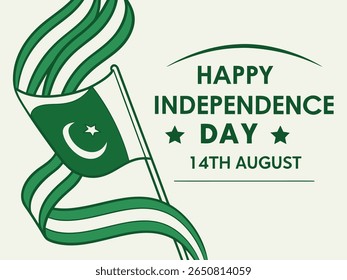 Happy independence day green background with leaves and eco-friendly design elements