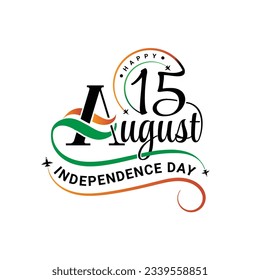 Happy Independence Day greeting with 15th august logo 