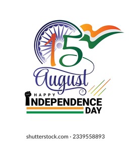 Happy Independence Day greeting with 15th august logo 