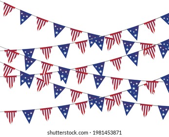 Happy Independence Day greeting card, United States national flag colors and hand lettering text Happy 4th of July. Vector illustration. 
