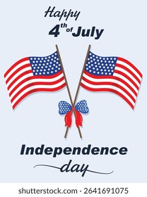 Happy Independence Day greeting card with USA flag and patriotic symbols, perfect for 4th of July celebration and American national holiday designs