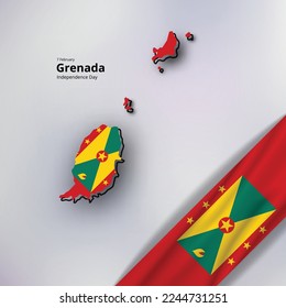 feliz día de la independencia de granada, diseño de mapas combinados y bandera