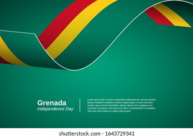 Feliz Día de la Independencia de Granada. Fondo creativo de la bandera ondulada. Saludo al vector patriótico de la nación.