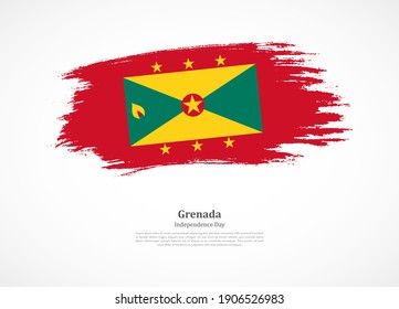 Happy independence day of Grenada with national flag on grunge texture