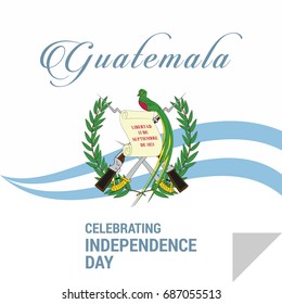 Happy Independence Day Guatemala Vector Greeting Card.