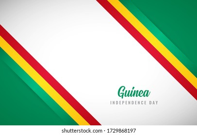 Happy Independence day of Guinea with Abstract guinea national country flag greeting background