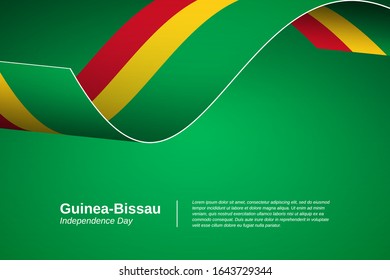 Happy independence day of Guinea Bissau. Modern waving flag banner background. Greeting patriotic nation vector.