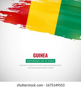 Happy independence day of Guinea with brush style watercolor country flag background