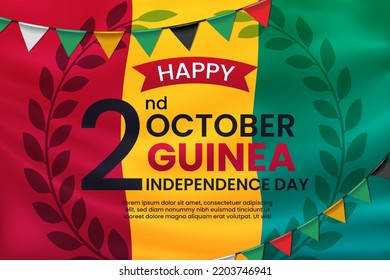 Happy Independence Day of Guinea with Waving Flag Background. Vector Illustration