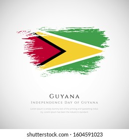 Happy independence day Guyana greeting background. Independence day of Guyana patriotic background with Guyana brush stroke national flag.