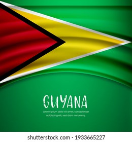 Happy independence day of Guyana with stylish wavy flag background