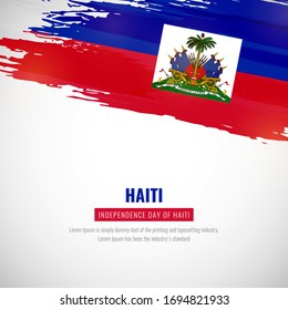 Happy independence day of Haiti with brush style watercolor country flag background