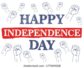 Happy Independence Day hand drawn lettering design vector For advertising, poster, announcement, invitation, party, greeting card, bar, restaurant, menu