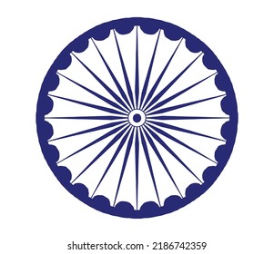 Feliz Día de la Independencia Dibujó la Ilustración del vector de la rueda Ashoka Chakra. Esbozo digital del feriado nacional indio 15 de agosto. Textura gruesa Forma de dibujo Asoka chakra