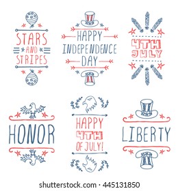 Happy Independence day handlettering elements on white background