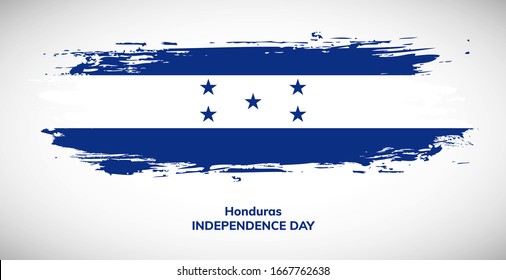 Happy independence day of Honduras. Brush flag of Honduras vector illustration. Abstract watercolor concept of national brush flag background. Brush stroke background.