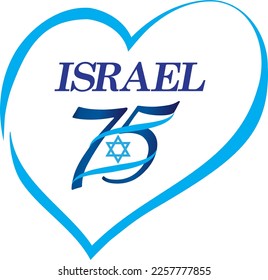 Happy Independence Day Icon celebrate Israel Anniversary 75th day Birthday Event Festival Fireworks greeting card vector banner template sign flag blue star David Jewish Holiday wallpaper 75 logo 2023