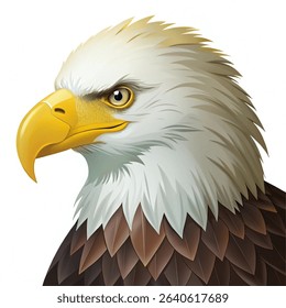 Happy Independence Day Illustration of American bald eagle presenting isolated on white background Vector illustration. 