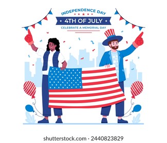Happy Independence Day Illustration. Vector Flat Illustration