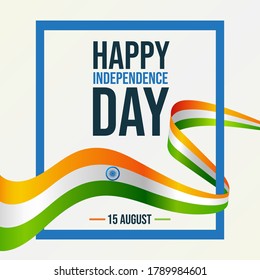 Happy Independence Day India, 15 August, Indian flag greeting poster for web, illustration vector