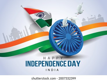 Happy Independence Day India 15th august. Indian monument and Landmark with background , poster, card, banner. vector illustration design