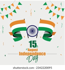 happy independence day India. 15th of August with flags. National independence day. Vector illustration.