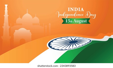 Happy Independence Day India 15th august. Indian monument and Landmark with background , poster, card, banner. vector illustration design