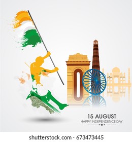 Happy Independence Day of India. 15th of August vector design .