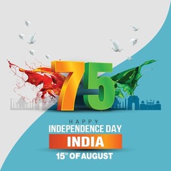 Happy Independence Day India. 3d Letter With Indian Flag. Vector Illustration Design