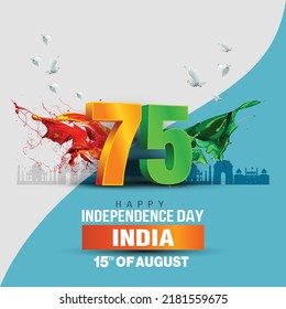 happy independence day India. 3d letter with Indian flag. vector illustration design