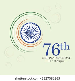 Happy independence day India. 3d Ashoka chakra with Indian flag. Vector illustration design