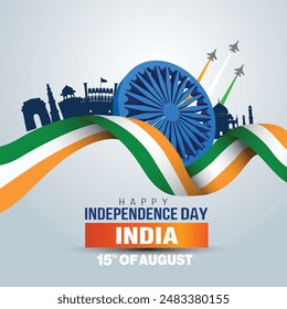 happy independence day India. 3d flag with air jet. abstractvector illustration design