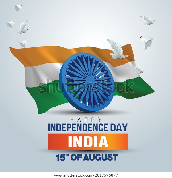 happy independence day India. 3d\
Ashoka chakra with Indian flag. vector illustration\
design