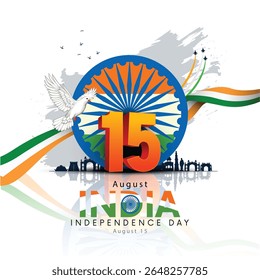 happy independence day India. 78 with Indian flag. abstract vector illustration design