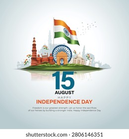 happy independence day India 80th with Indian flag. abstract vector illustration design