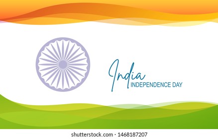 Happy Independence Day of India with abstract wavy flag design