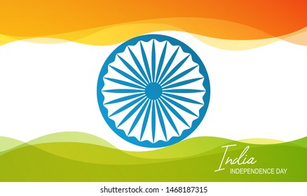 Happy Independence Day of India with abstract wavy flag design