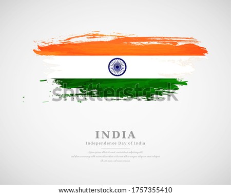 Happy independence day of India with artistic watercolor country flag background