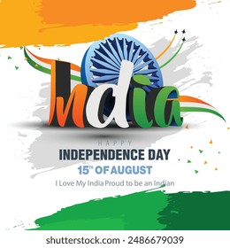 happy independence day India. Ashoka chakra with Indian flag. abstract vector illustration design
