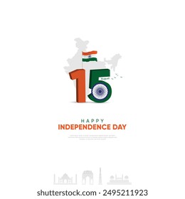 Happy Independence Day India, August 15, Social Media Creative Vector Design template.